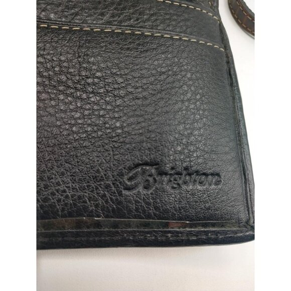 Vintage Black Brighton Leather Crossbody Bag With Brown Croc Embossed Flap & Adj - Picture 9 of 16